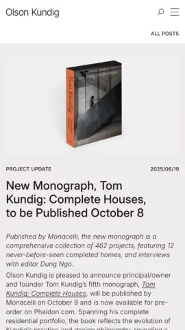Tom Kundig's new book, Complete Houses, releasing October 8, 462 projects showcased. Pr...