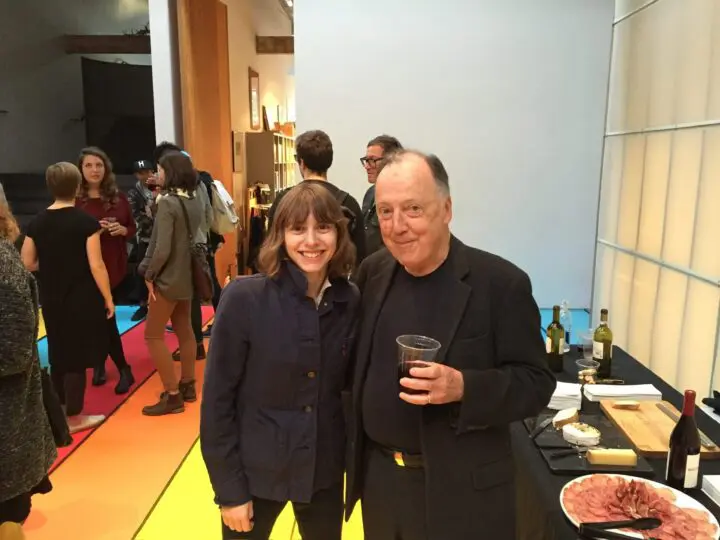 Molly Derse and Lance Wyman at a Beyond This Point podcast recording at the Suyama Spac...
