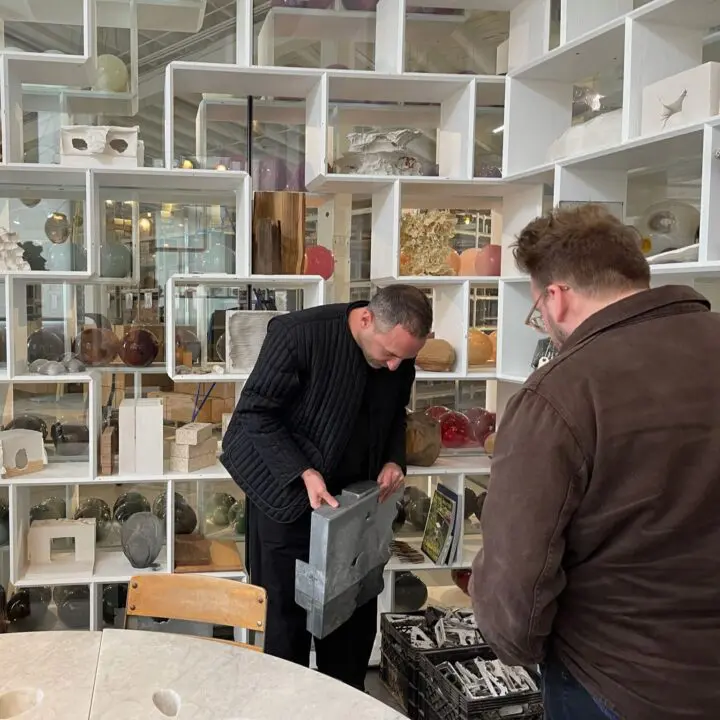 Michael Ellsworth and Omer Arbel examining material experiments at Bocci's headquarters...