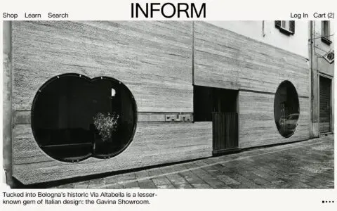 Modern facade of Gavina Showroom on Via Altabella, Bologna, showcasing Italian design w...