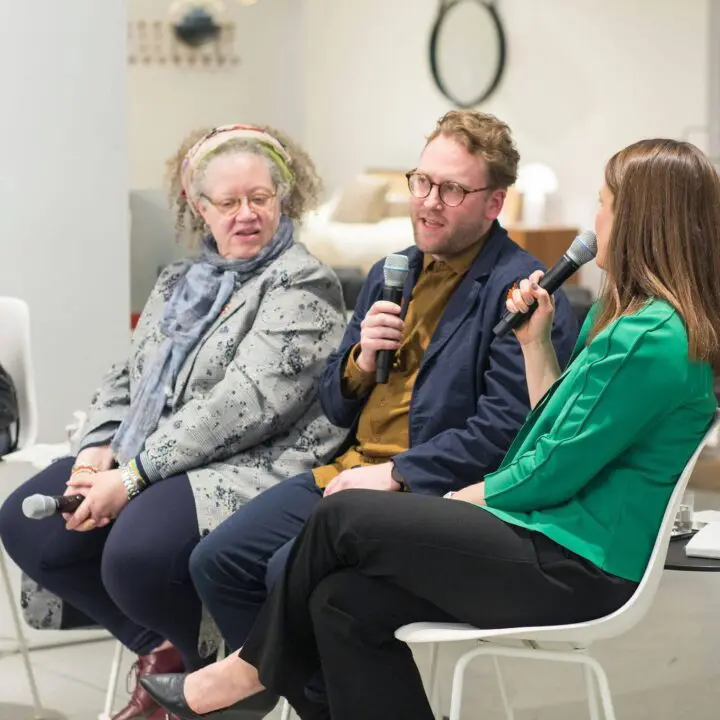 Gail Anderson, Michael Ellsworth, and Elizabeth Gerber engage in a lively panel discuss...