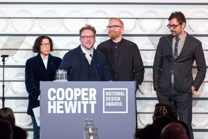 Michael Ellsworth speaking at a podium during the Cooper Hewitt National Design Awards ...