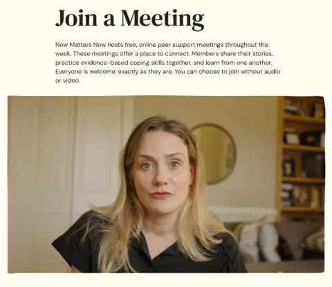 Join a Meeting: Online peer support session with Now Matters Now, fostering connection ...