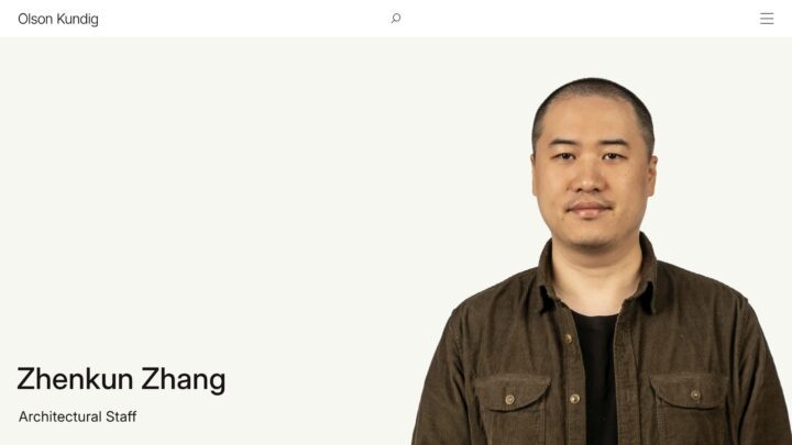 Portrait of an architectural staff member from Olson Kundig, wearing a brown shirt, aga...