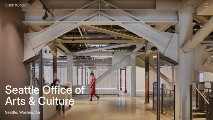 Interior of Seattle Office of Arts & Culture, showcasing modern architecture and indust...