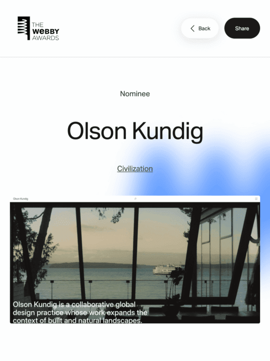 Webby Awards nominee Olson Kundig, global design firm enhancing built and natural lands...