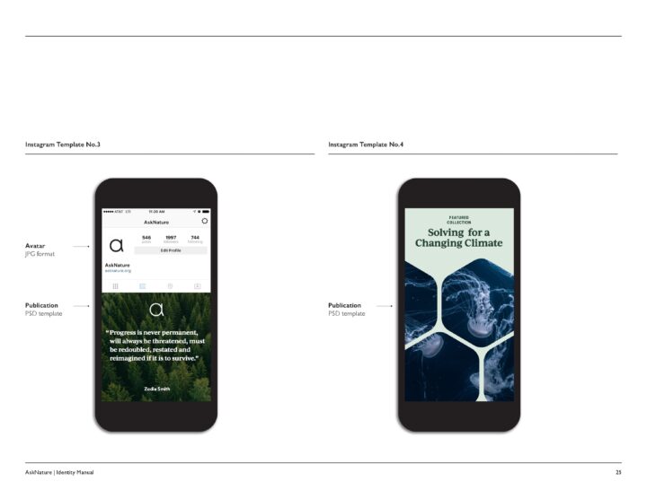 Instagram templates displaying nature conservation themes and climate change solutions ...