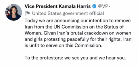 U.S. VP announces intention to remove Iran from UN Women Commission due to women's rights issues.