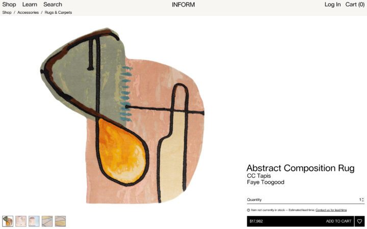 Abstract composition rug by Faye Toogood, featuring a modern design with earthy tones a...