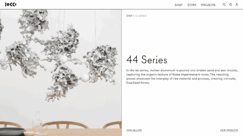“44 Series: Modern art installation with intricate aluminum formations in a stylish, minimalist interior setting.”