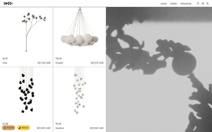 Modern lighting designs by Bocci featuring Tree, Cluster, and Random styles with a mini...