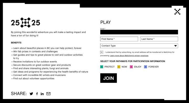 Join 25x25 for outdoor adventures and benefits in BC. Learn, win prizes, enjoy events. ...