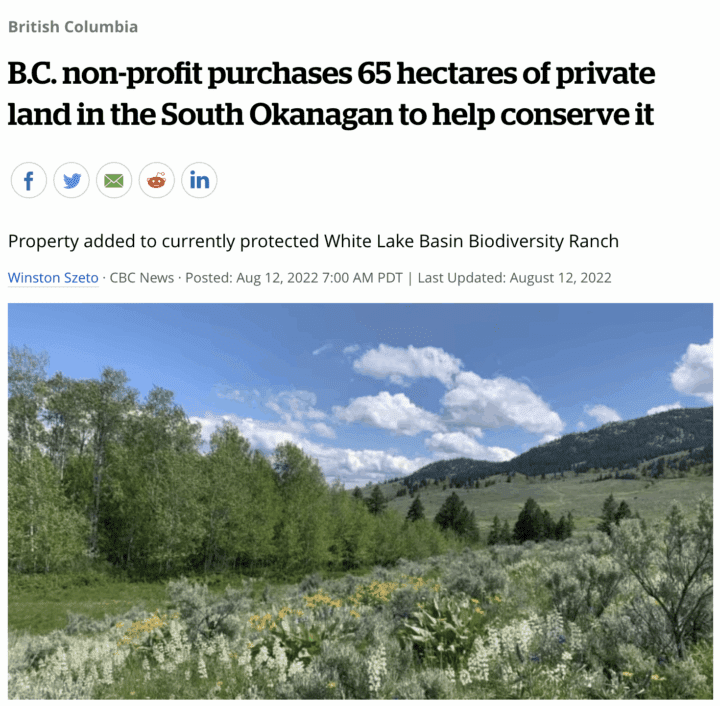 Scenic view of lush green landscape in South Okanagan, part of 65 hectares for conserva...