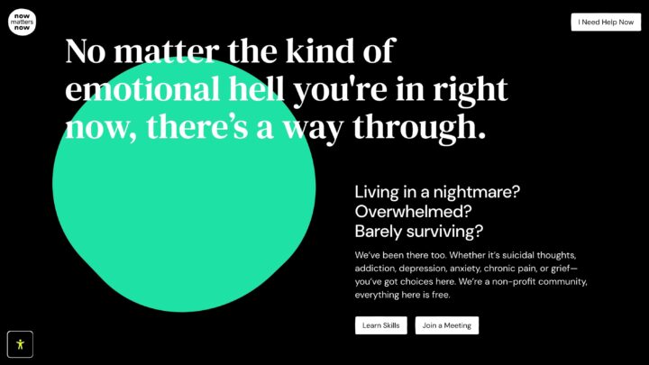 homepage with dark mode and high contrast enabled
