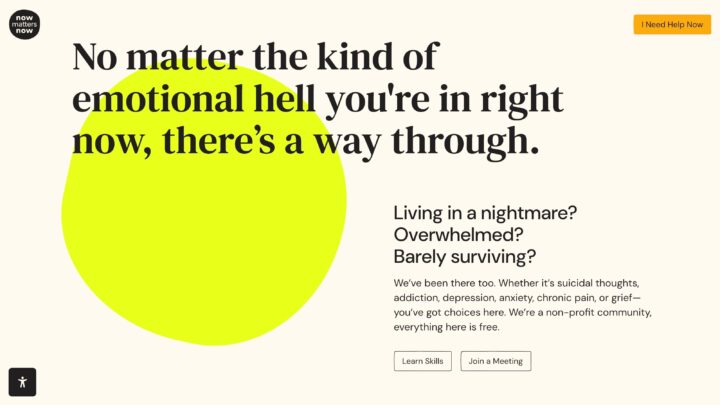 Yellow circle with text: No matter the emotional hell you're in, there's a way through....