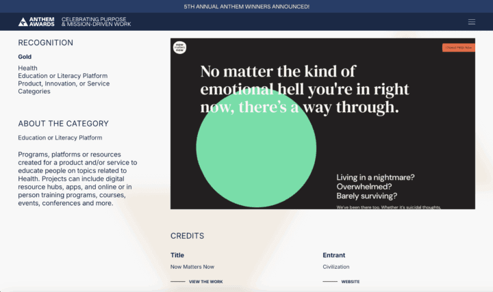Anthem Awards winner for health education: empowering messages about finding a way thro...
