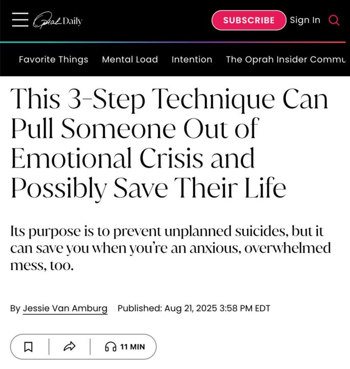 Image of an article titled 3-Step Technique for Emotional Crisis Prevention from Oprah ...