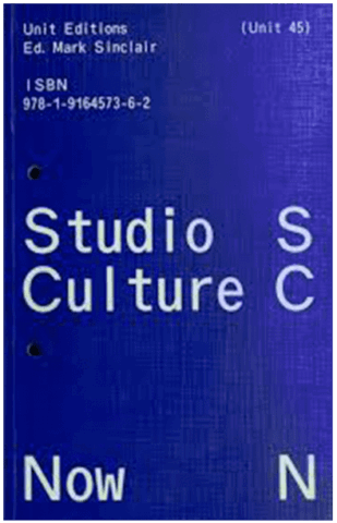 Blue book cover of Studio Culture Now by Mark Sinclair, ISBN 978-1-9164573-6-2, published by Unit Editions.