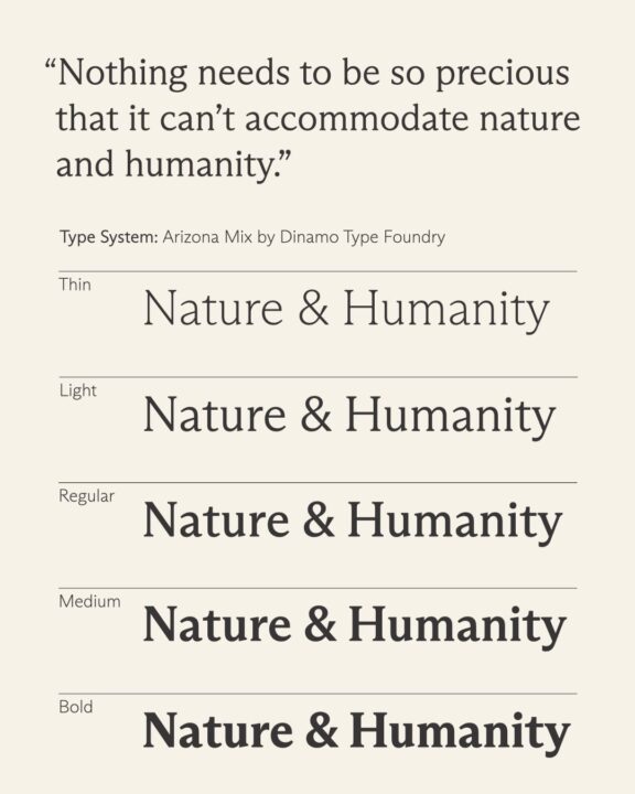 Typography quote: 'Nothing needs to be so precious…' in Arizona Mix font, showcasing ...