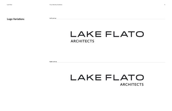 Lake Flato Architects logo variations with left and right lock-up styles in visual iden...