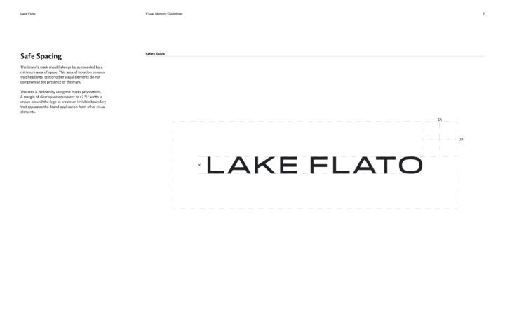 Lake Flato logo with safety spacing guide ensuring clear visual boundaries for branding...