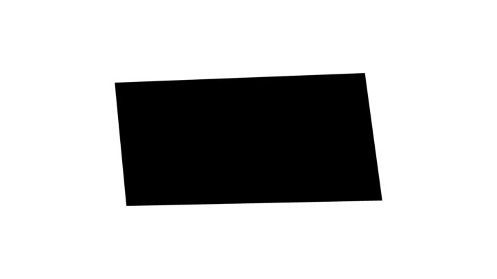 Black rectangle tilted on a white background, simple geometric design.